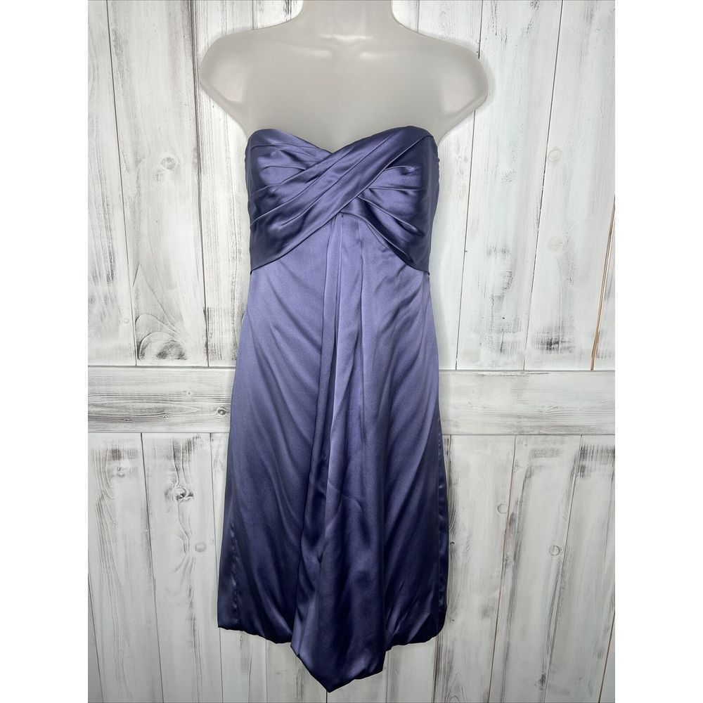 NICOLE MILLER COLLECTION BLUE BUBBLE HEM STRAPLESS SILK COCKTAIL PARTY‎ DRESS 8?